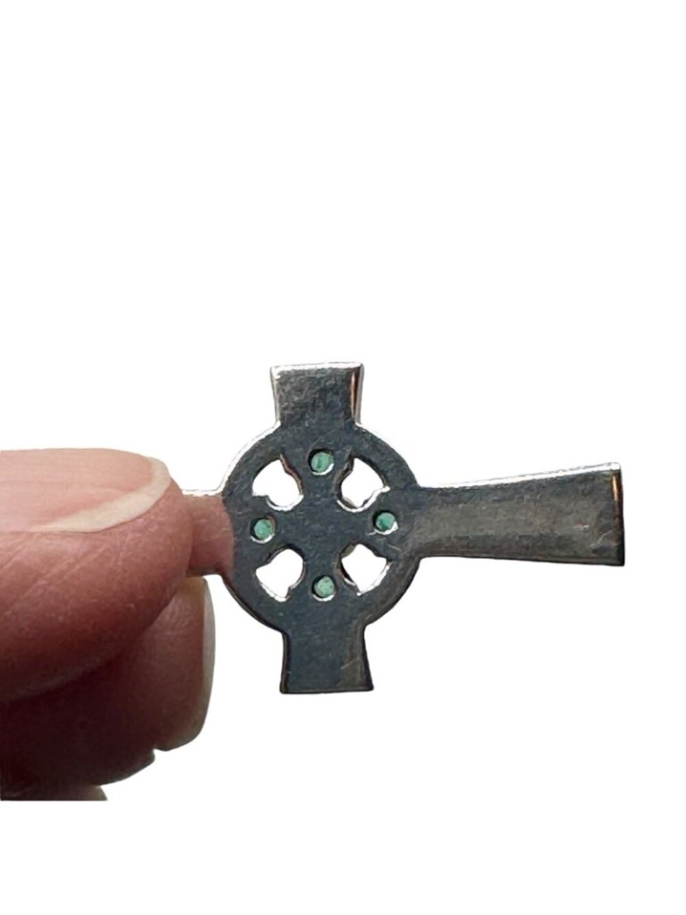 Emerald Sterling Cross Pendant Necklace Marcasites Pearl Center 925 Box Chain - Picture 7 of 14